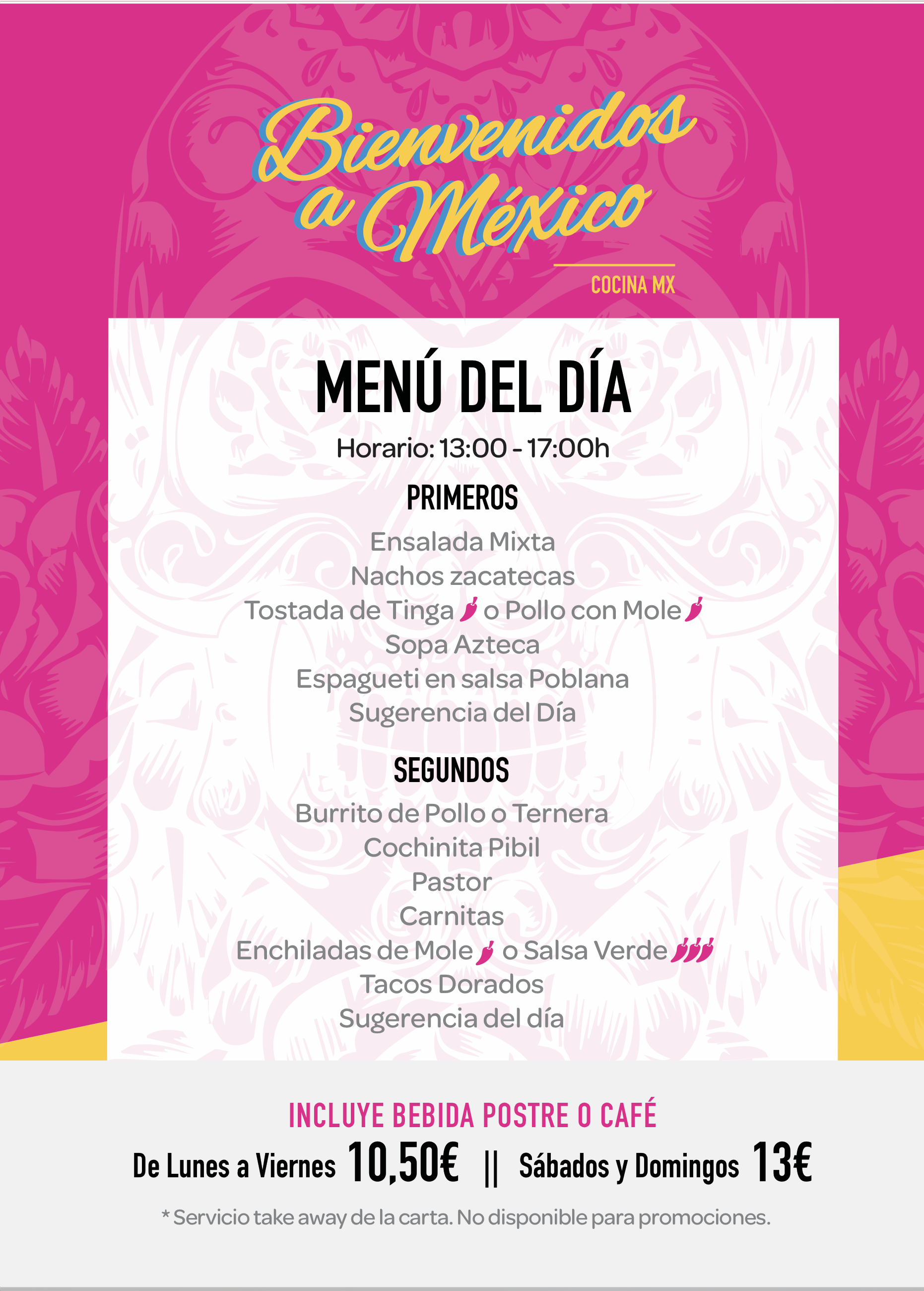menu del dia restaurante mexicano